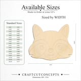 Size reference chart for CUTE RACCOON FACE