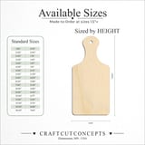 Size reference chart for CUTTING BOARD PADDLE