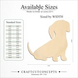 Size reference chart for SITTING DACHSHUND SILHOUETTE