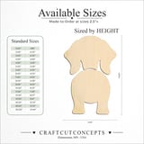 Size reference chart for DACHSHUND TWO PIECE BACK VIEW