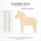 Size reference chart for DALA HORSE