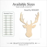 Size reference chart for DEER FRONT BUCK HEAD