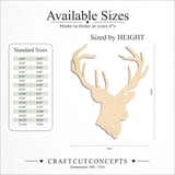 Size reference chart for DEER NARROW BUCK HEAD