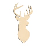 Laser-cut baltic birch silhouette of DEER TALL BUCK HEAD