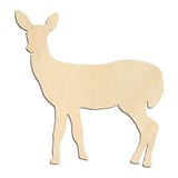 Laser-cut baltic birch silhouette of DEER RESTING DOE
