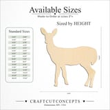 Size reference chart for DEER RESTING DOE