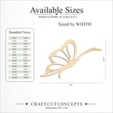Size reference chart for DELICATE BUTTERFLY OUTLINE