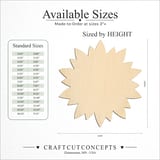Size reference chart for DETAILED SUNFLOWER SILHOUETTE