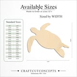 Size reference chart for DIVING SEA TURTLE