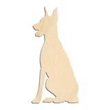 Laser-cut baltic birch silhouette of SITTING DOBERMAN