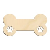 Laser-cut baltic birch silhouette of DOG BONE WITH PAWS