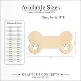 Size reference chart for DOG BONE WITH PAWS