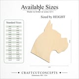 Size reference chart for DOG BOXER HEAD