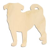 Laser-cut baltic birch silhouette of ALERT STANDING DOG PUG