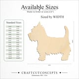 Size reference chart for DOG TERRIER SILHOUETTE