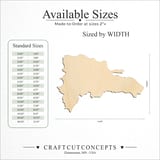 Size reference chart for DOMINICAN REPUBLIC