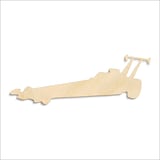Laser-cut baltic birch silhouette of DRAGSTER CAR