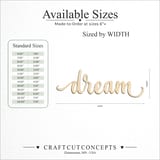 Size reference chart for DREAM SCRIPT