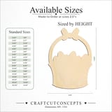 Size reference chart for EASTER BASKET ROUNDED FILL