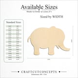 Size reference chart for CUTE STANDING ELEPHANT