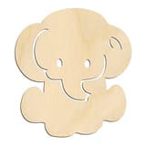 Laser-cut baltic birch silhouette of DETAILED CARTOON ELEPHANT FACE