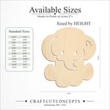 Size reference chart for DETAILED CARTOON ELEPHANT FACE