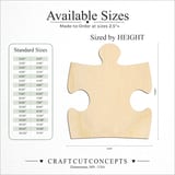 Size reference chart for END JIGSAW PUZZLE PIECE