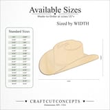 Size reference chart for ENGRAVED COWBOY HAT