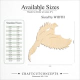 Size reference chart for Flying Pheasant