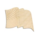 Laser-cut baltic birch silhouette of Waving US Flag with Engraved Detail