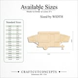 Size reference chart for ENGRAVED POPUP CAMPER