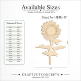Size reference chart for Engraved Stemmed Sunflower