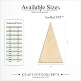 Size reference chart for Equilateral Triangle