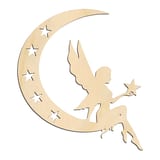 Laser-cut baltic birch silhouette of FAIRY ON CRESCENT MOON