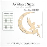 Size reference chart for FAIRY ON CRESCENT MOON