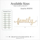 Size reference chart for FAMILY SCRIPT