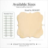 Size reference chart for FANCY SQUARE FRAME