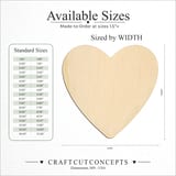 Size reference chart for LOVE HEART