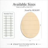 Size reference chart for FAUX SHIPLAP EGG