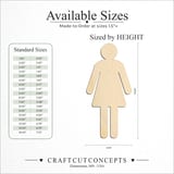 Size reference chart for FEMALE BATHROOM SIGN