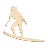 Laser-cut baltic birch silhouette of FEMALE SURFER