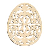 Laser-cut baltic birch silhouette of FILIGREE DEEP VINE EASTER EGG