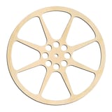 Laser-cut baltic birch silhouette of FILM REEL EIGHT SPOKE