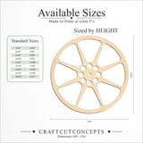 Size reference chart for FILM REEL EIGHT SPOKE
