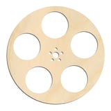 Laser-cut baltic birch silhouette of FILM REEL FIVE SPOKE