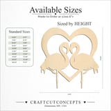 Size reference chart for FLAMINGO HEART
