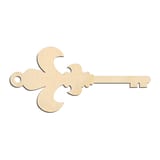 Laser-cut baltic birch silhouette of FLEUR BOW SKELETON KEY