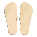 Laser-cut baltic birch silhouette of ENGRAVED FLIP FLOPS