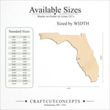 Size reference chart for FLORIDA STATE SILHOUETTE