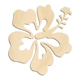 Laser-cut baltic birch silhouette of FLOWER HIBISCUS